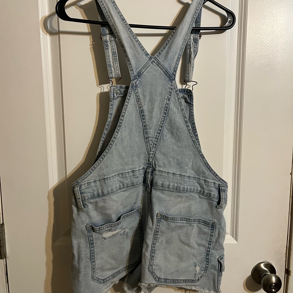 No Boundaries Light Blue Denim Overalls - Picture 3 of 4